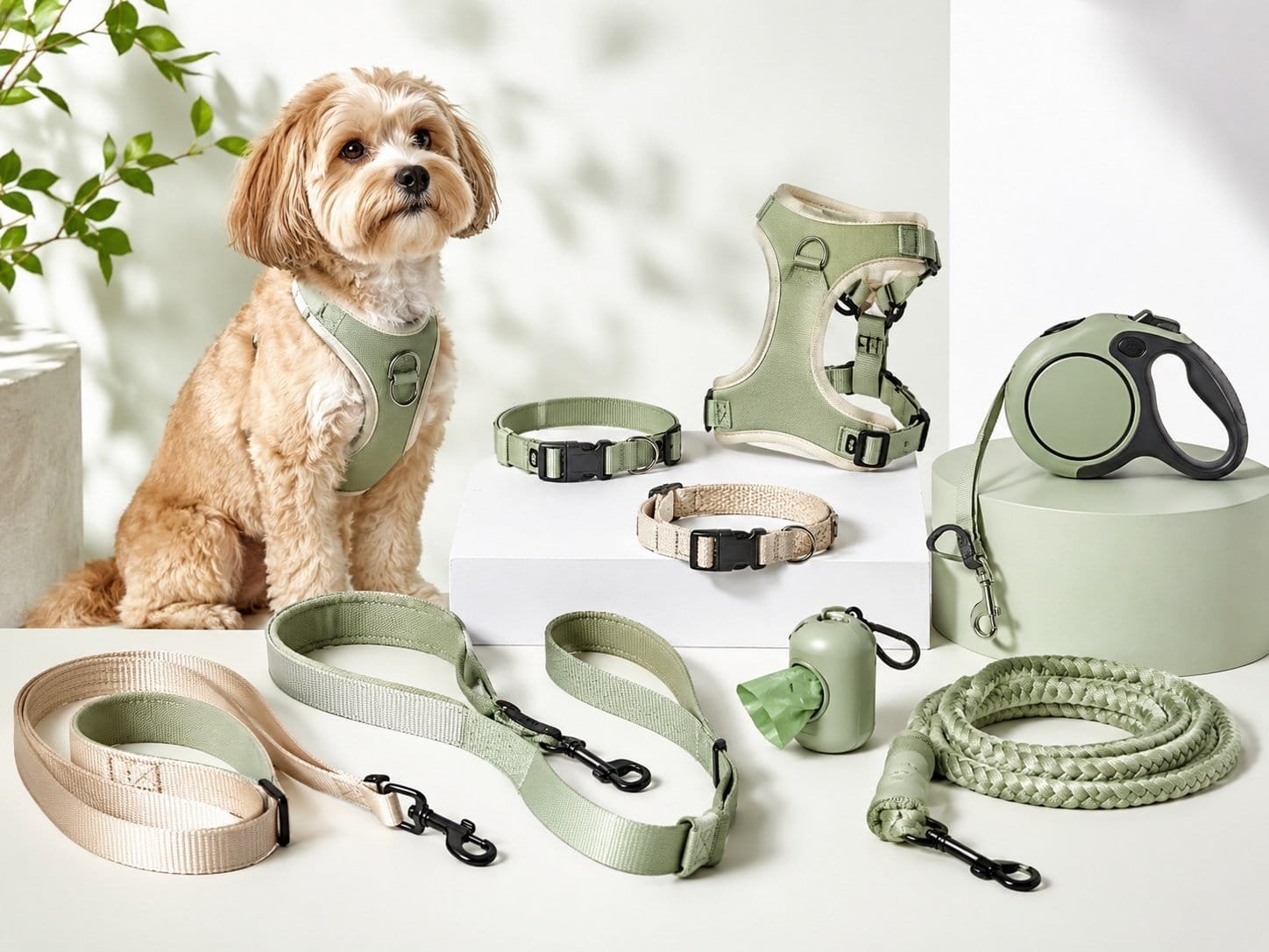 Custom pet walking products including leashes collars harnesses and retractable leashes