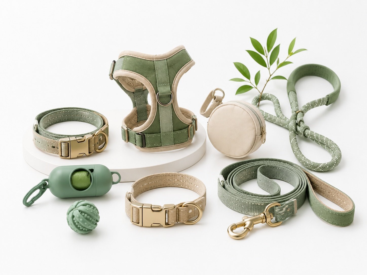 Custom pet walking products including leashes, collars, harnesses, and walking accessories