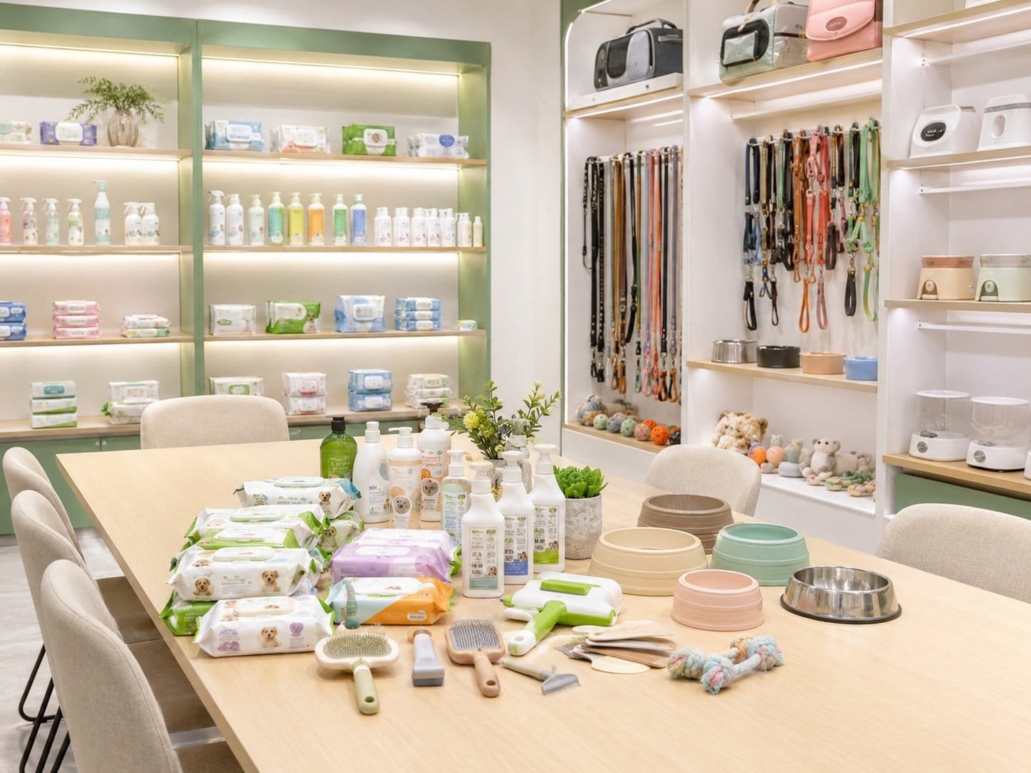 JingHong Pet supplies manufacturer showroom with OEM pet products