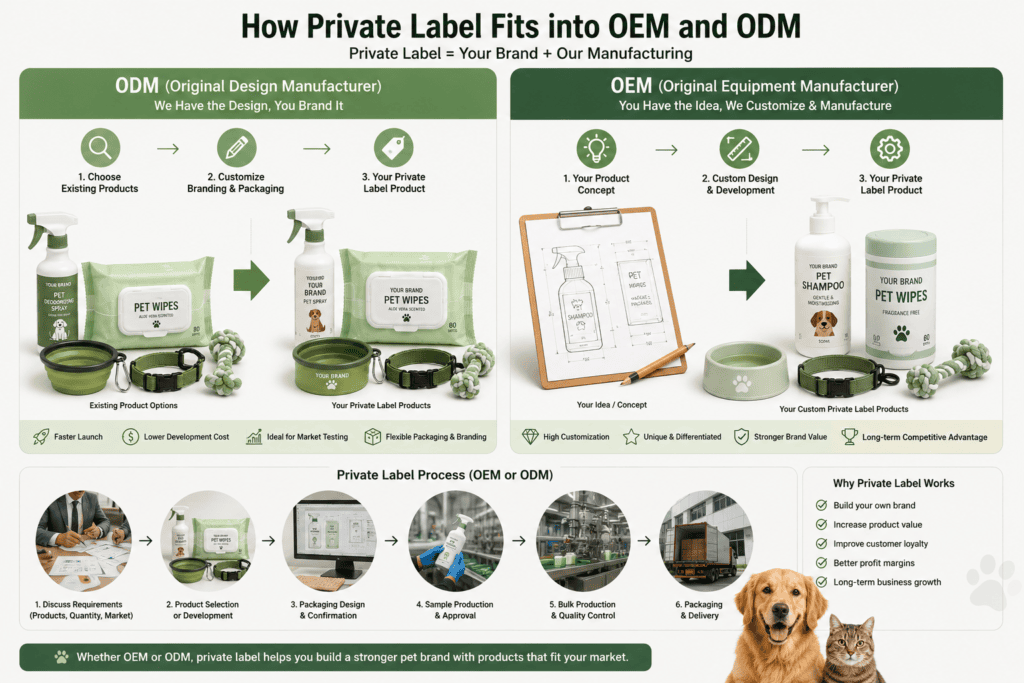 Private label pet products packaging for OEM and ODM pet product development